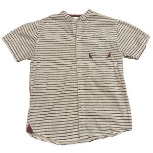 Black Jack Men's Short Sleeve Button Down Shirt Size L White